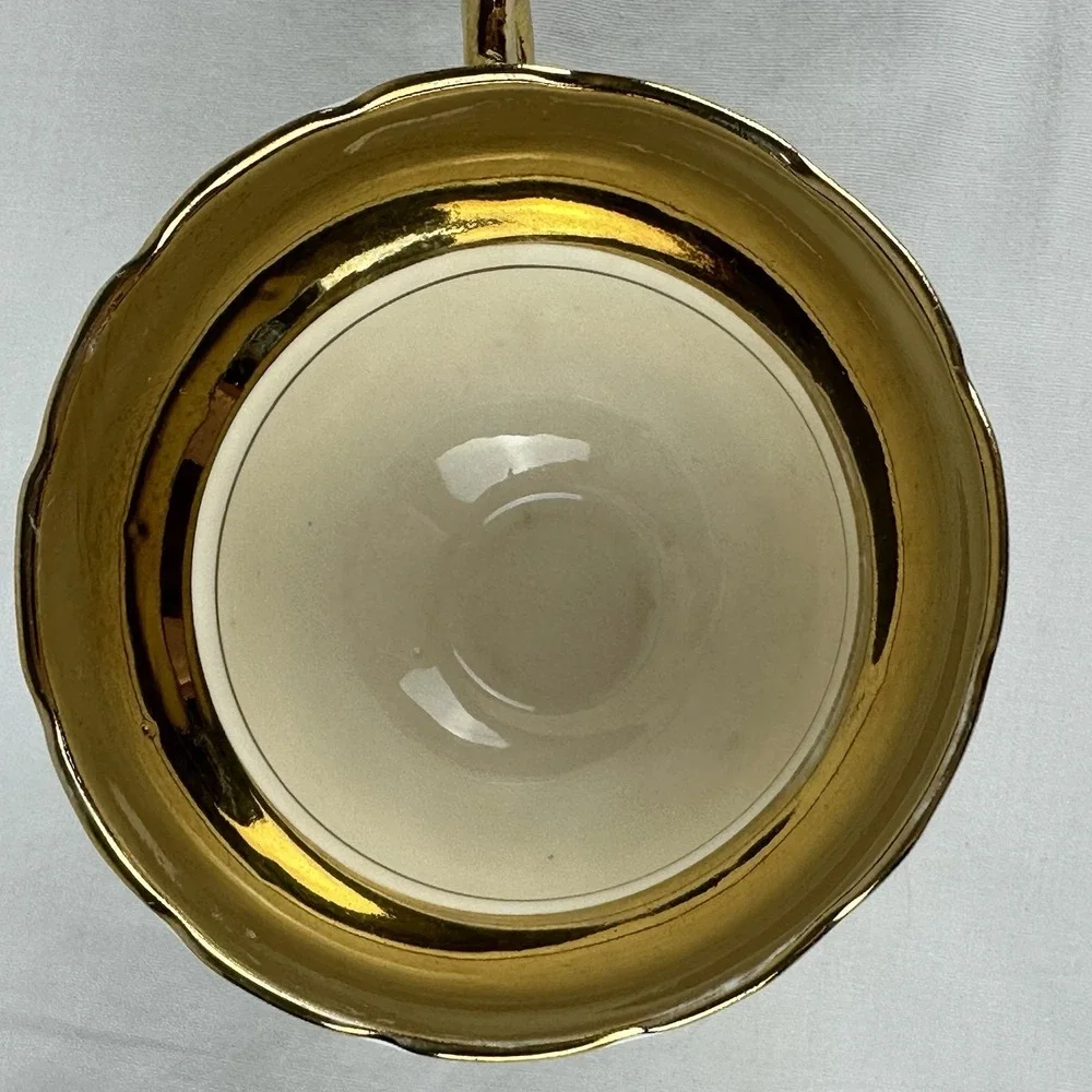 Rosina Bone China Teacup Saucer Set Gold Gilt Floral Cottagecore Grandmillennial